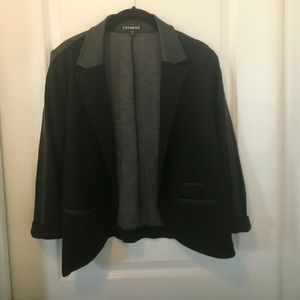 ☀️ Express black soft blazer, faux leather trim M